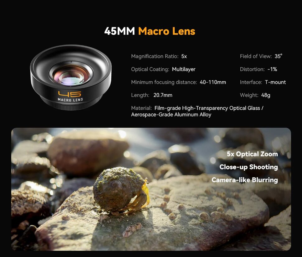 Объектив Fotorgear Pro II 45mm Macro для смартфона