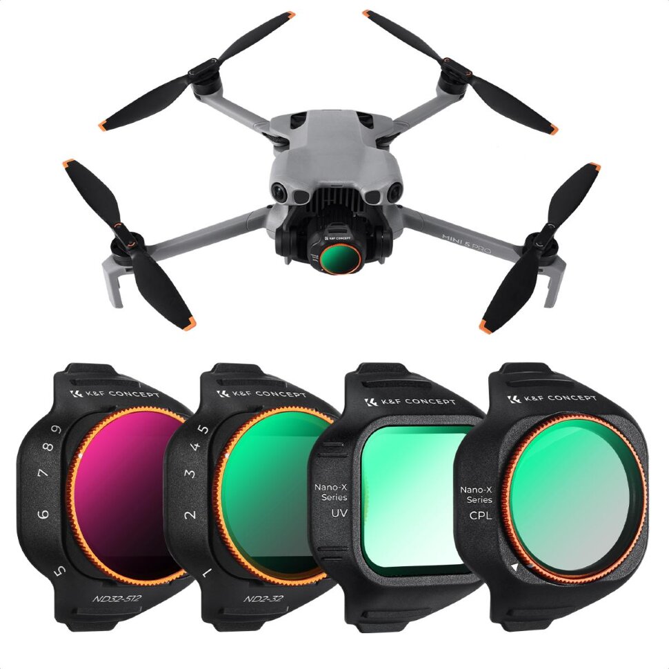 Комплект светофильтров K&F Concept UV, CPL, ND2-32, ND32-512 для DJI Mini 5 Pro (4шт)