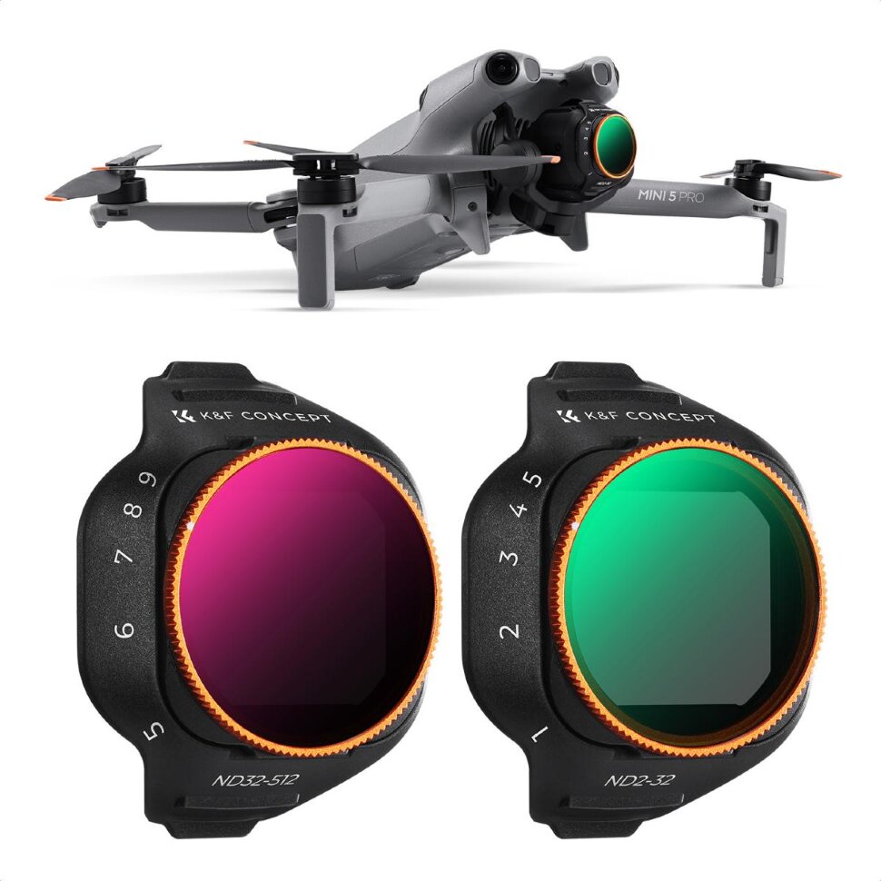 Комплект светофильтров K&F Concept ND2-32, ND32-512 для DJI Mini 5 Pro (2шт)