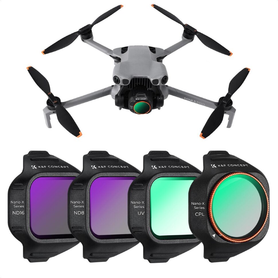 Комплект светофильтров K&F Concept CPL, UV, ND8/16 для DJI Mini 5 Pro (4шт)