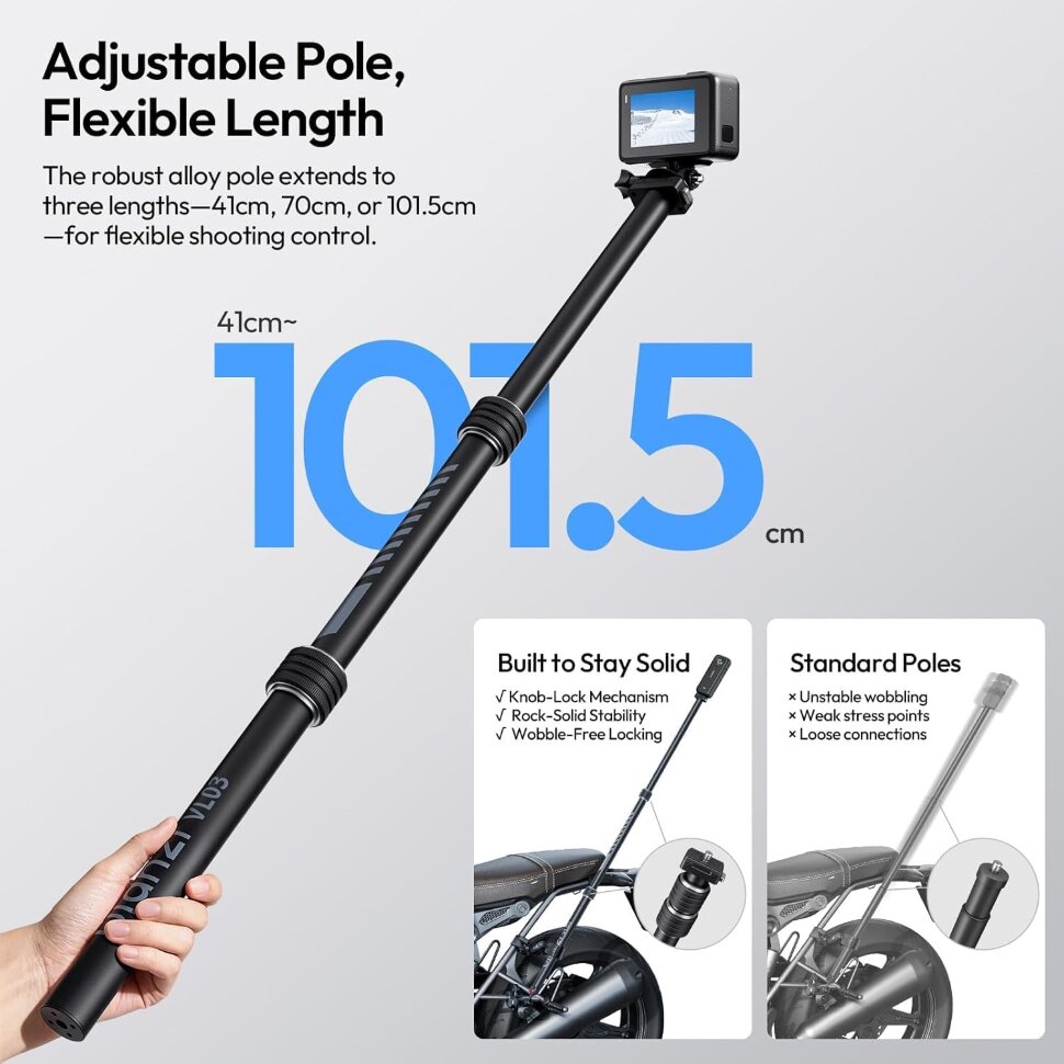 Кронштейн Ulanzi VL03 Motorcycle Invisible Selfie Stick