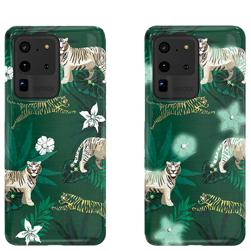 Чехол PQY Spring для Galaxy S20 Ultra Green Tiger 