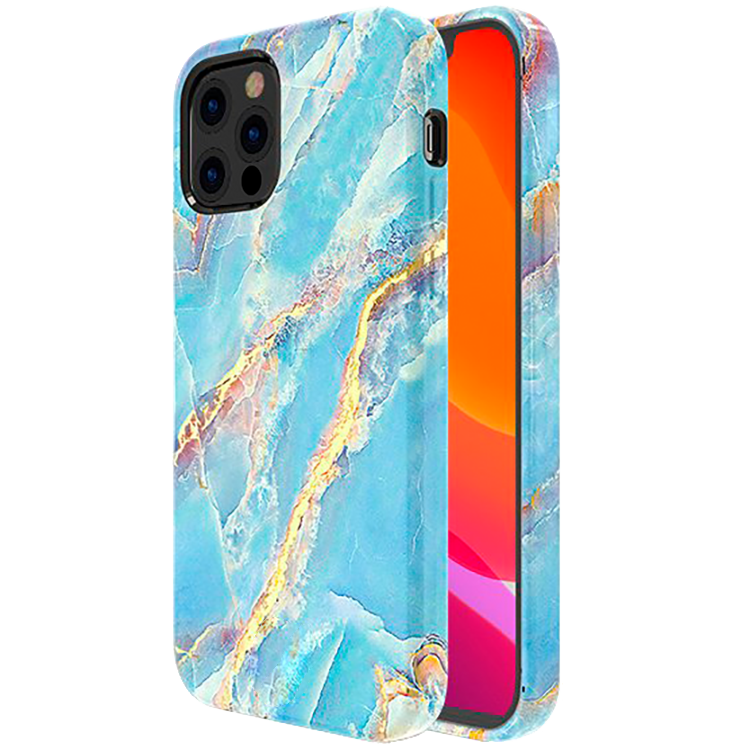 Чехол PQY Marble для iPhone 12 Pro Max Голубой 