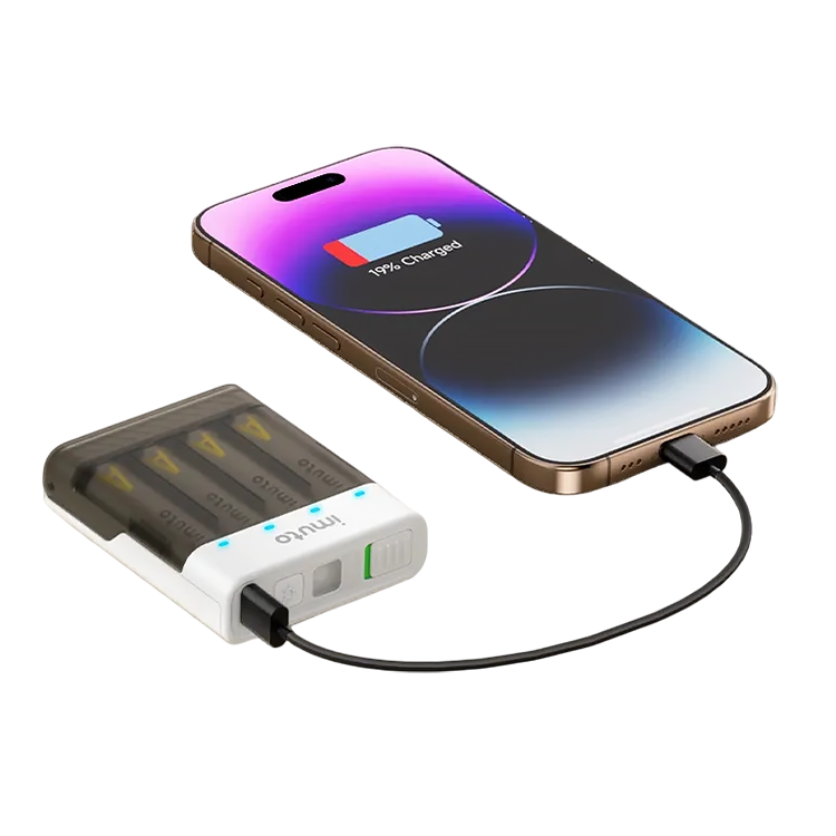 4 аккумуляторные батарейки Imuto AA 3600 mWh + зарядный кейс 4АА Dual Station Pro