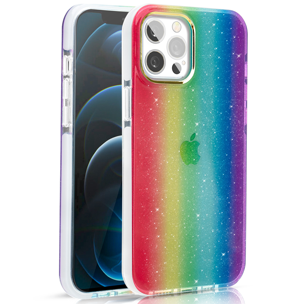 Чехол PQY Ombre для iPhone 12/12 Pro Радуга 