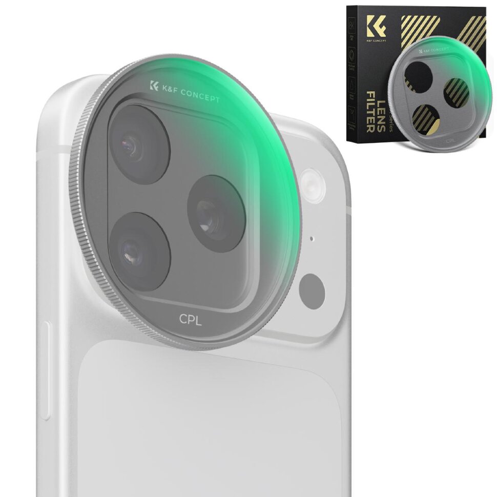 Светофильтр K&F Concept FCA01 Snap-On CPL для iPhone 17 Pro/Pro Max Серебро