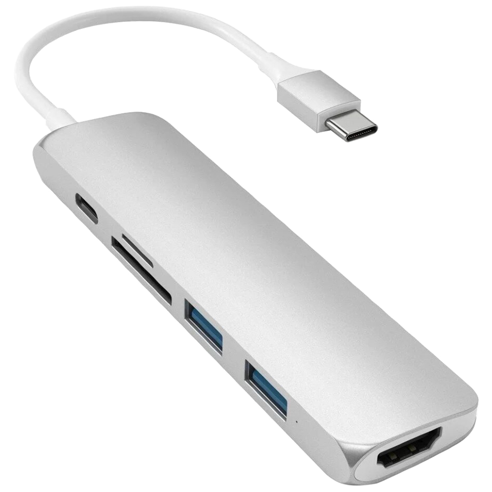 Хаб Satechi Type-C Slim Multiport Adapter V2 Серебро 