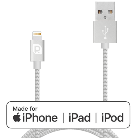 Кабель REQUIRED Braided MFI Lightning to USB Серебро 