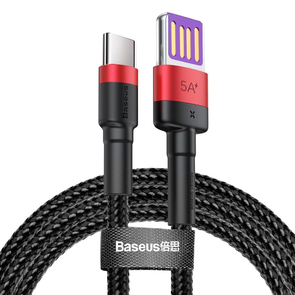 Кабель Baseus Cafule HW Type-C 40Вт 1м Чёрно-красный 