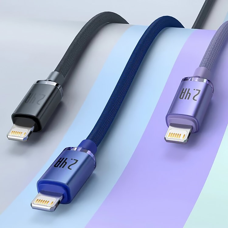 Кабель Baseus Crystal Shine CW-FXP USB - Lightning 2.4A 2м Чёрный