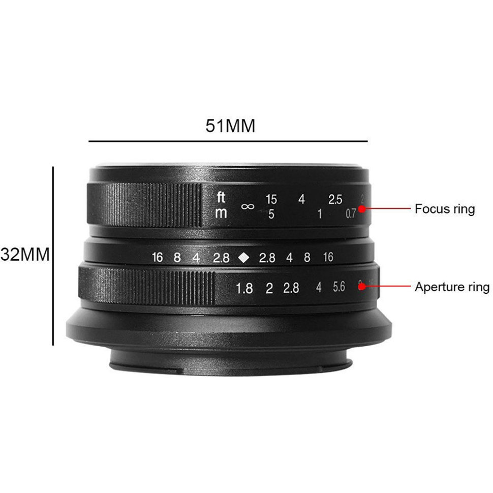 Объектив 7Artisans 25mm F1.8 E-mount Чёрный