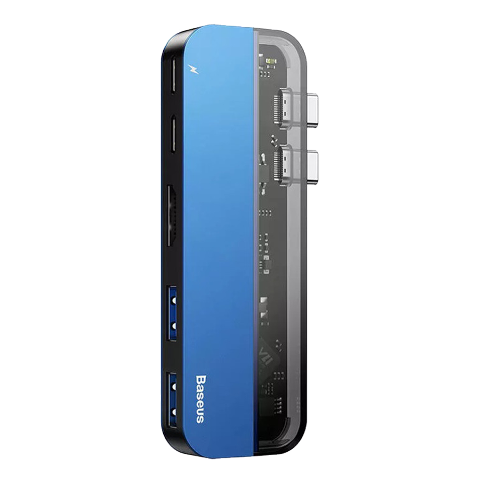 Хаб Baseus Transparent Dual Type-C Синий 