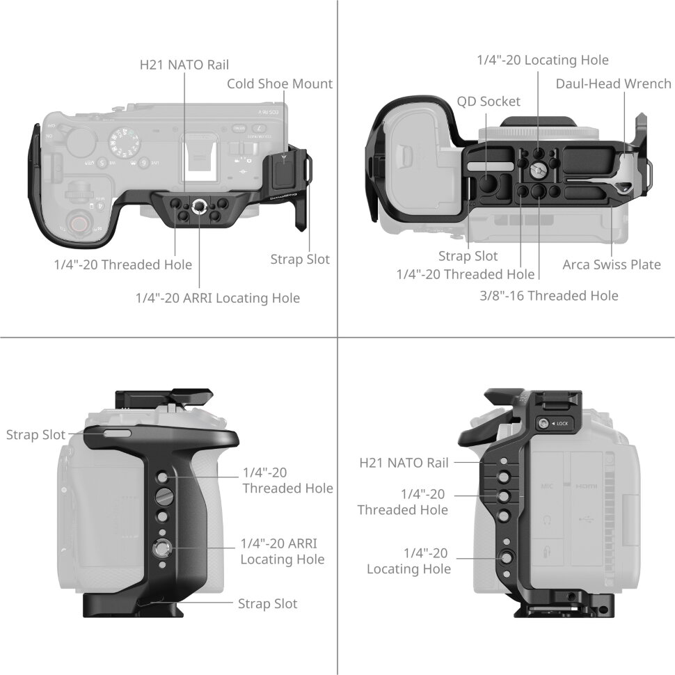Клетка SmallRig 6372 HawkLock QR для Canon R6 V