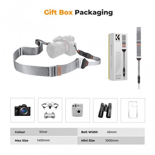 Шейный ремень K&F Concept Camera strap KF13.132 Серебро