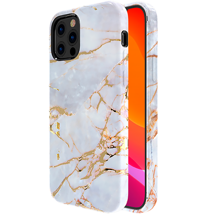Чехол PQY Marble для iPhone 12 Pro Max Белый 