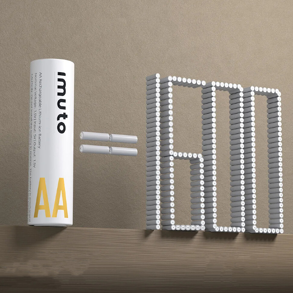 8 аккумуляторных батареек Imuto AA 3600 mWh + зарядный кейс