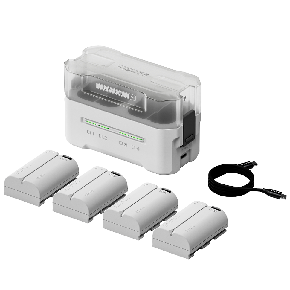 4 аккумулятора LP-E6P + зарядный кейс Tilta Charging Station Белый preOrder=24.11.2026