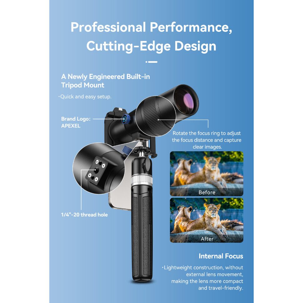 Объектив Apexel TeleCular 3 Series 30X Telephoto для смартфона