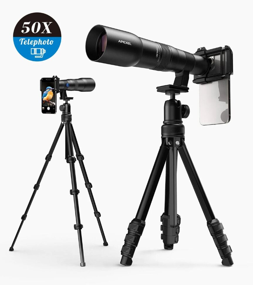 Телеобъектив Apexel TeleCular 3 Series 50X Telephoto для смартфона