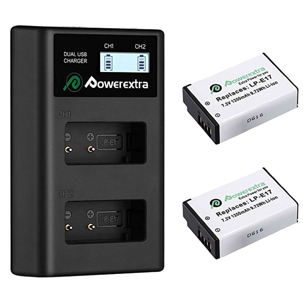2 аккумулятора LP-E17 + зарядное устройство Powerextra CO-7144 