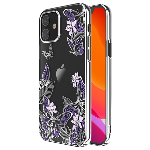 Чехол PQY Butterfly для iPhone 12 mini Фиолетовый/Серебро 